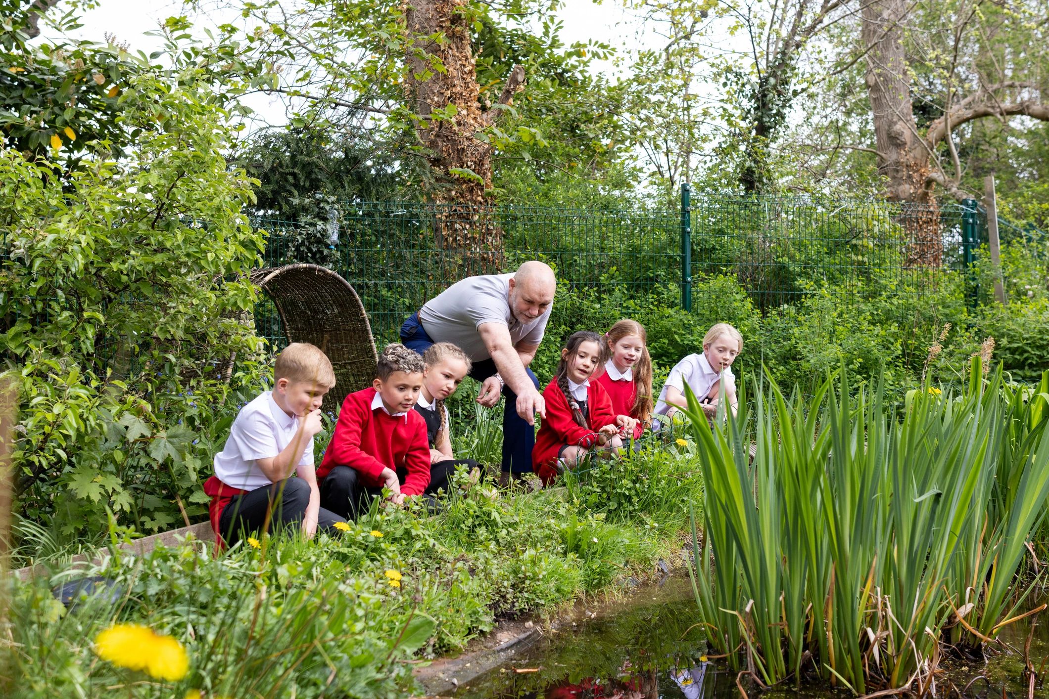 Students learning about the environment outdoors